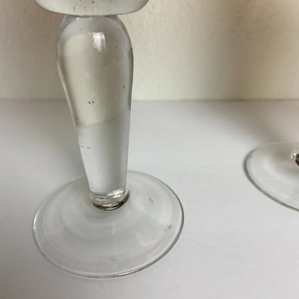 VTG 1970 Honey Amber Hand blown Stemmed Wine Goblet Glasses 9